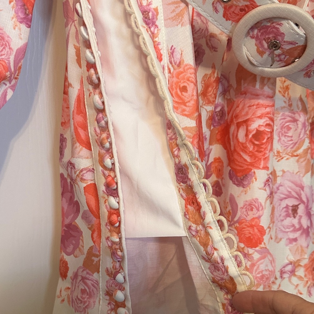 Beulah Floral Midi Dress in Pink and Orange - Picture 3 of 8
